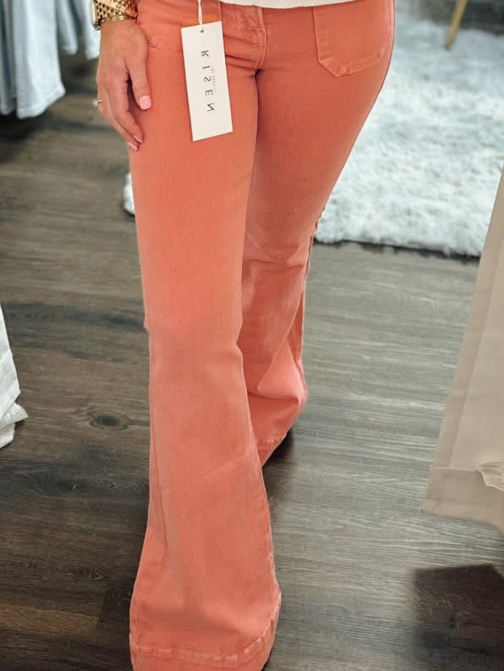 High-Rise Coral Wide-Leg Jeans